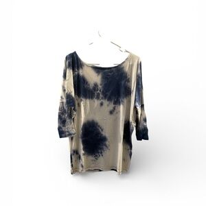 Hayden Navy and Beige Tie-Dye Blouse